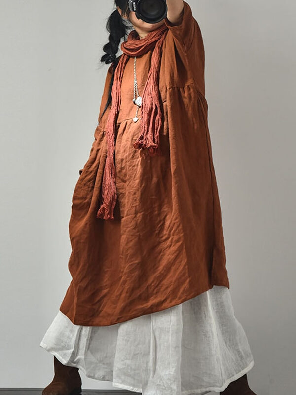 Vintage linen dress with high waist – 4 colors