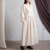 Cotton and linen V-neck dress - 3 colors 1