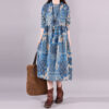Cotton and linen dress with floral print 1