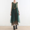 Summer sleeveless green dress 1
