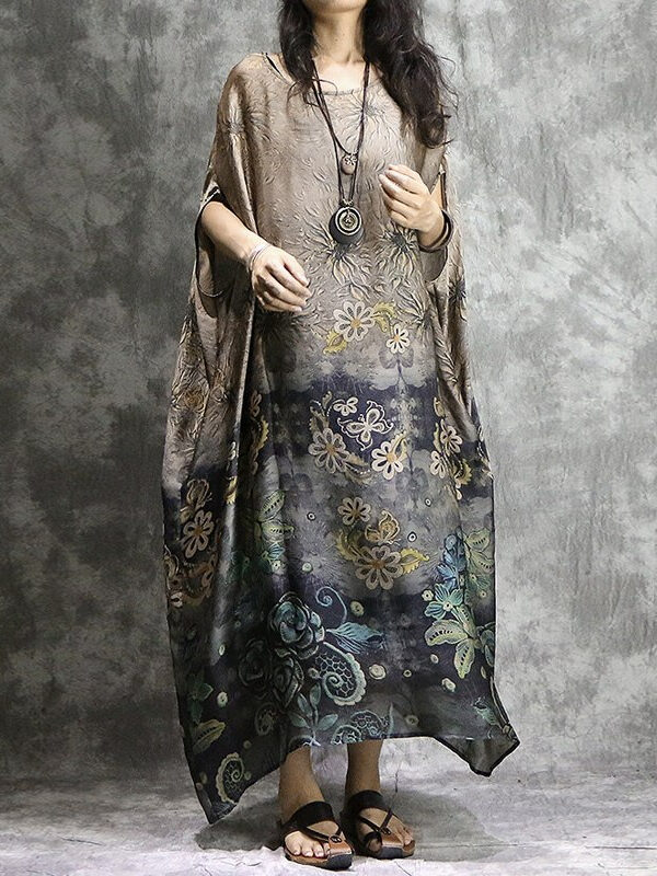Chiffon silk dress with floral print