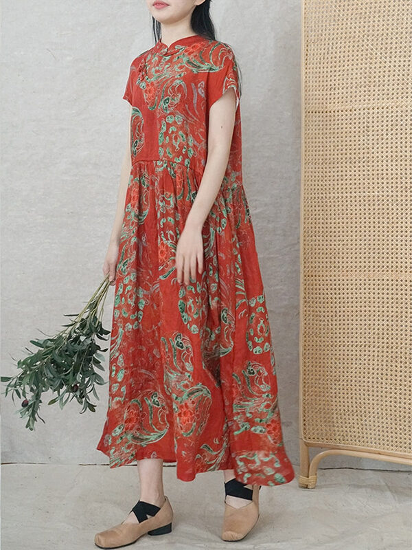 Сhinese style summer linen dress