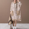 Hooded corduroy dress with floral print - 2 colors 1