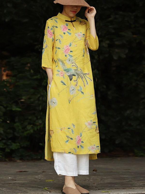 Chinese style yellow dress