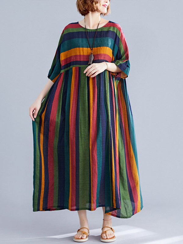 Loose patchwork dress with pockets