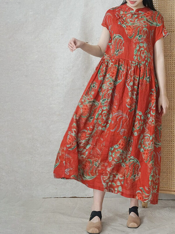 Сhinese style summer linen dress