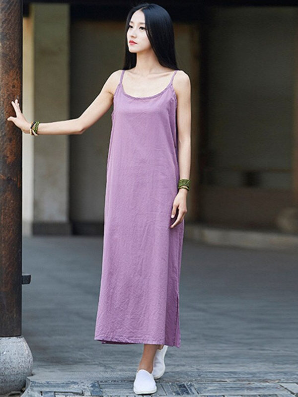 Simple solid color sleeveless dress – 5 colors