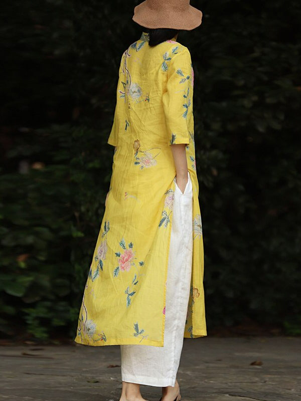 Chinese style yellow dress