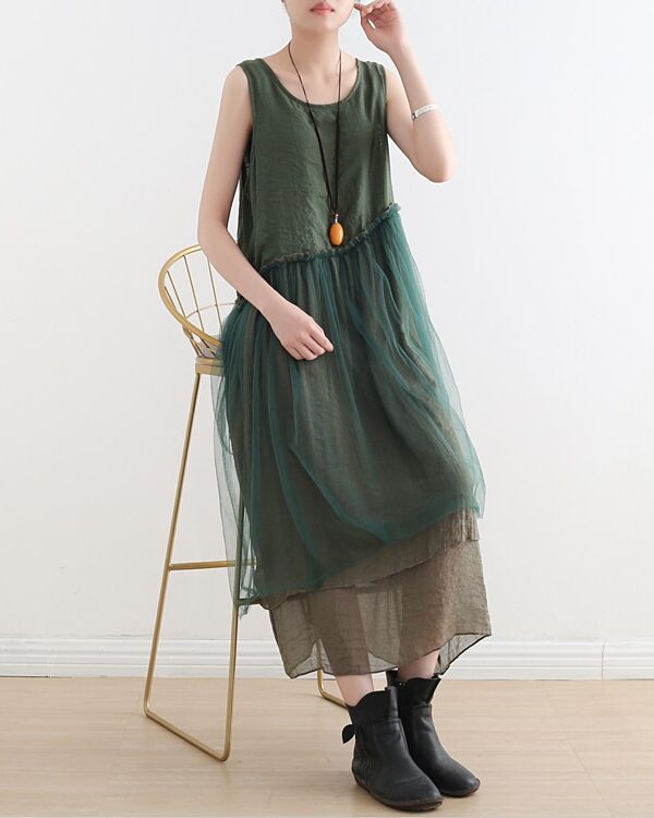 Summer sleeveless green dress