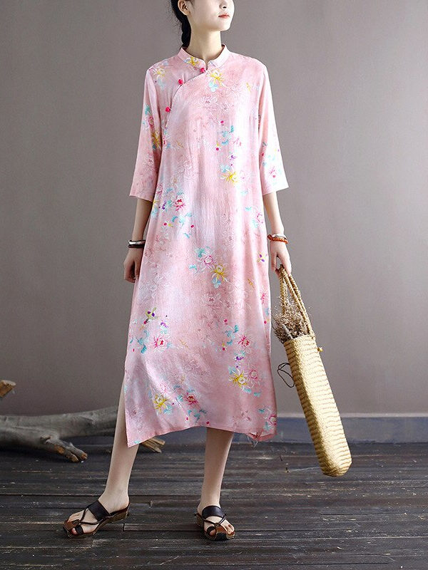 Vintage dress with floral print – 2 colors