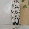 Vintage embroidered loose O-neck long sleeve dress - 2 colors 1