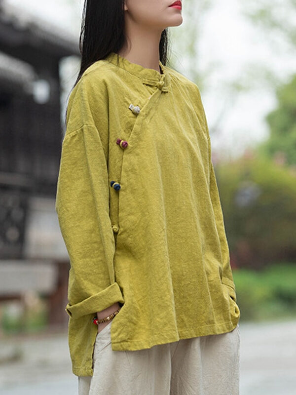 Vintage cotton linen shirt wuth long sleeve – 3 colors