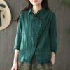 Cotton vintage solid color Turn-down collar blouse - 6 colors 1
