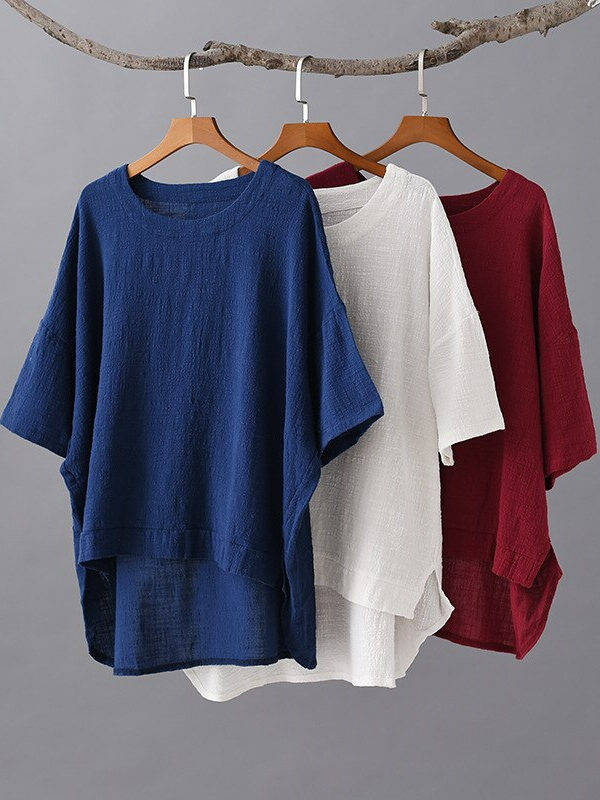 Cotton linen shirt in solid color – 3 colors