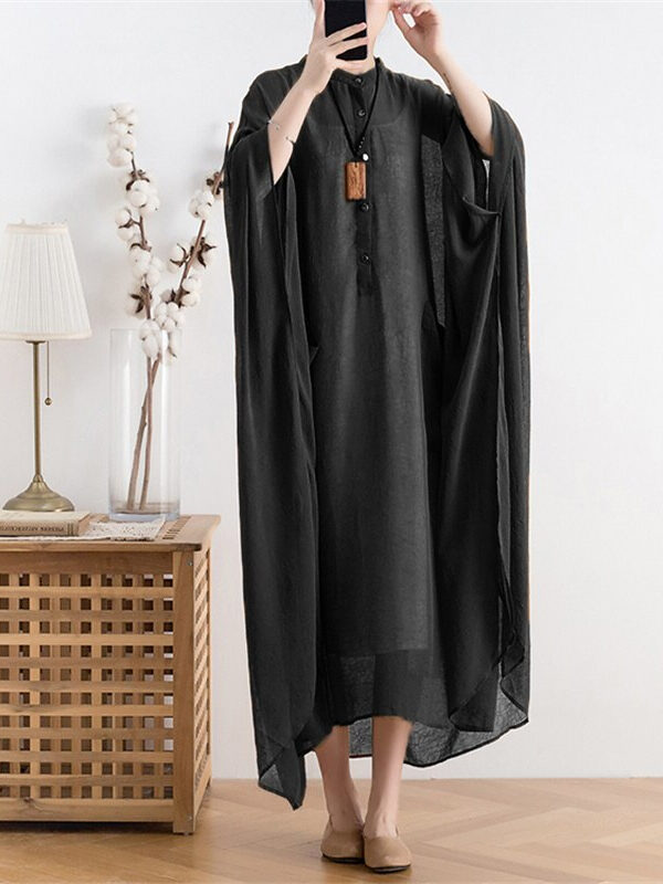 Chiffon casual bat sleeve dress – 2 colors