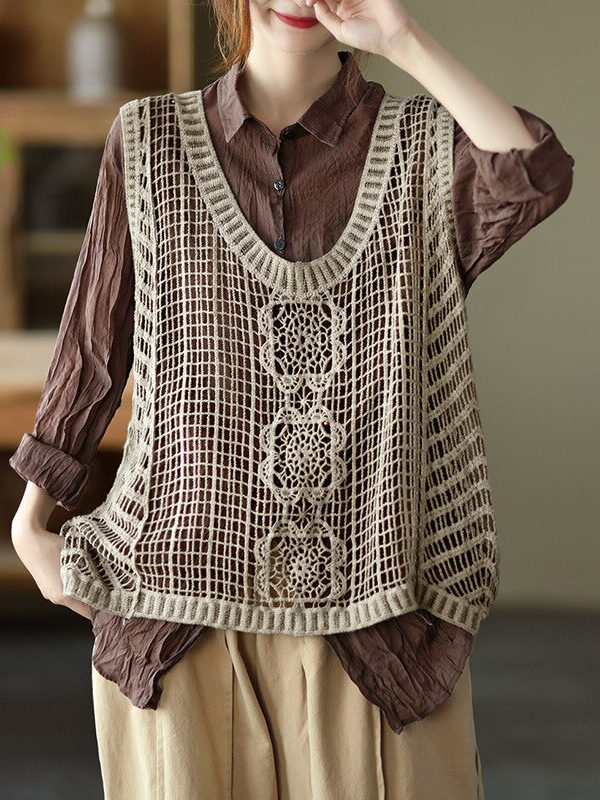 Knitted sleeveless vest V-neck – 4 colors