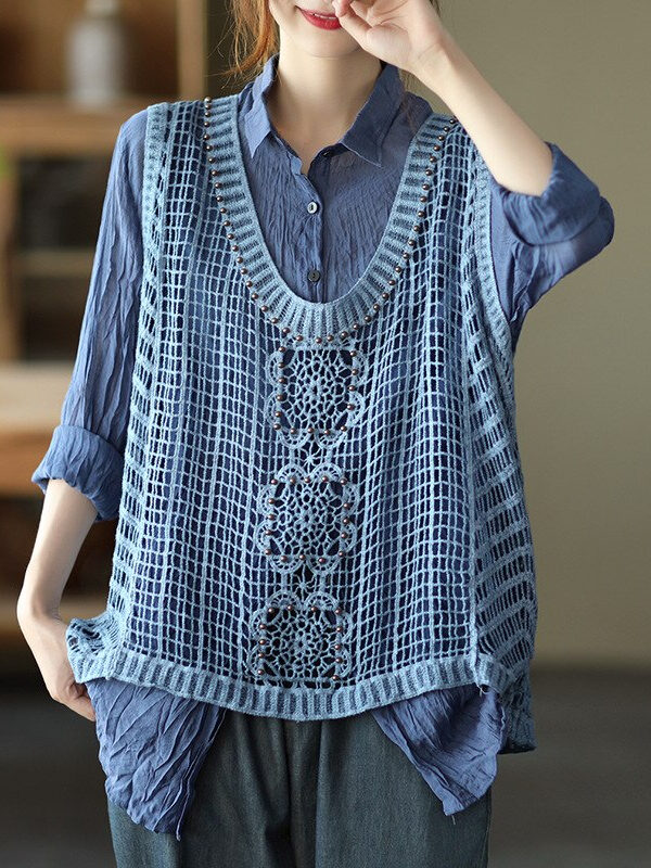 Knitted sleeveless vest V-neck – 4 colors