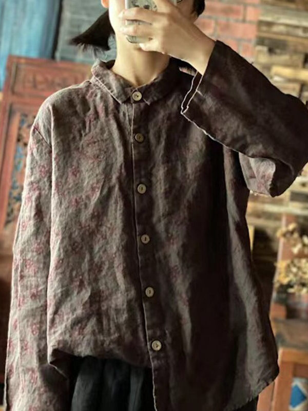 Linen Vintage Turn-down Full Sleeve Shirt